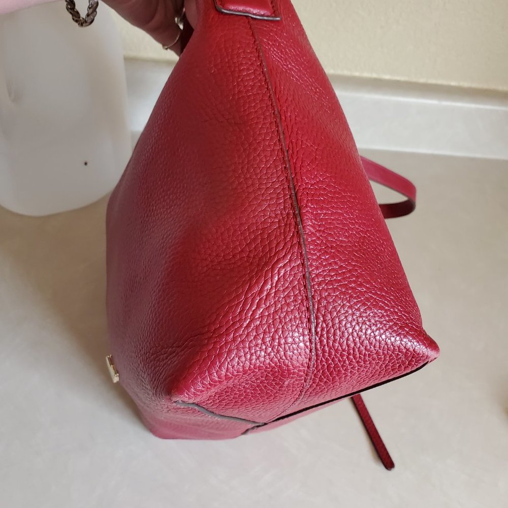 Euc Michael Kors Junie Crimson Leather Shoulder Bag c - Picture 5 of 13